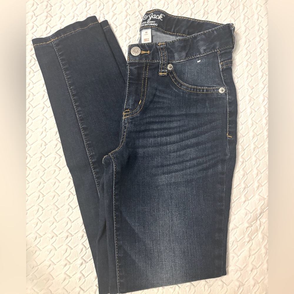 Cat & Jack girls size 10 super skinny blue jeans denim